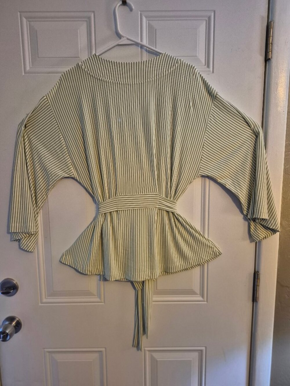 Striped Wrap, Top,,LAKE, Medium. Green/white - Picture 5 of 8